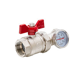 Ball valve DN 25 straight incl. connection set for distributors and thermometers 0-120°C